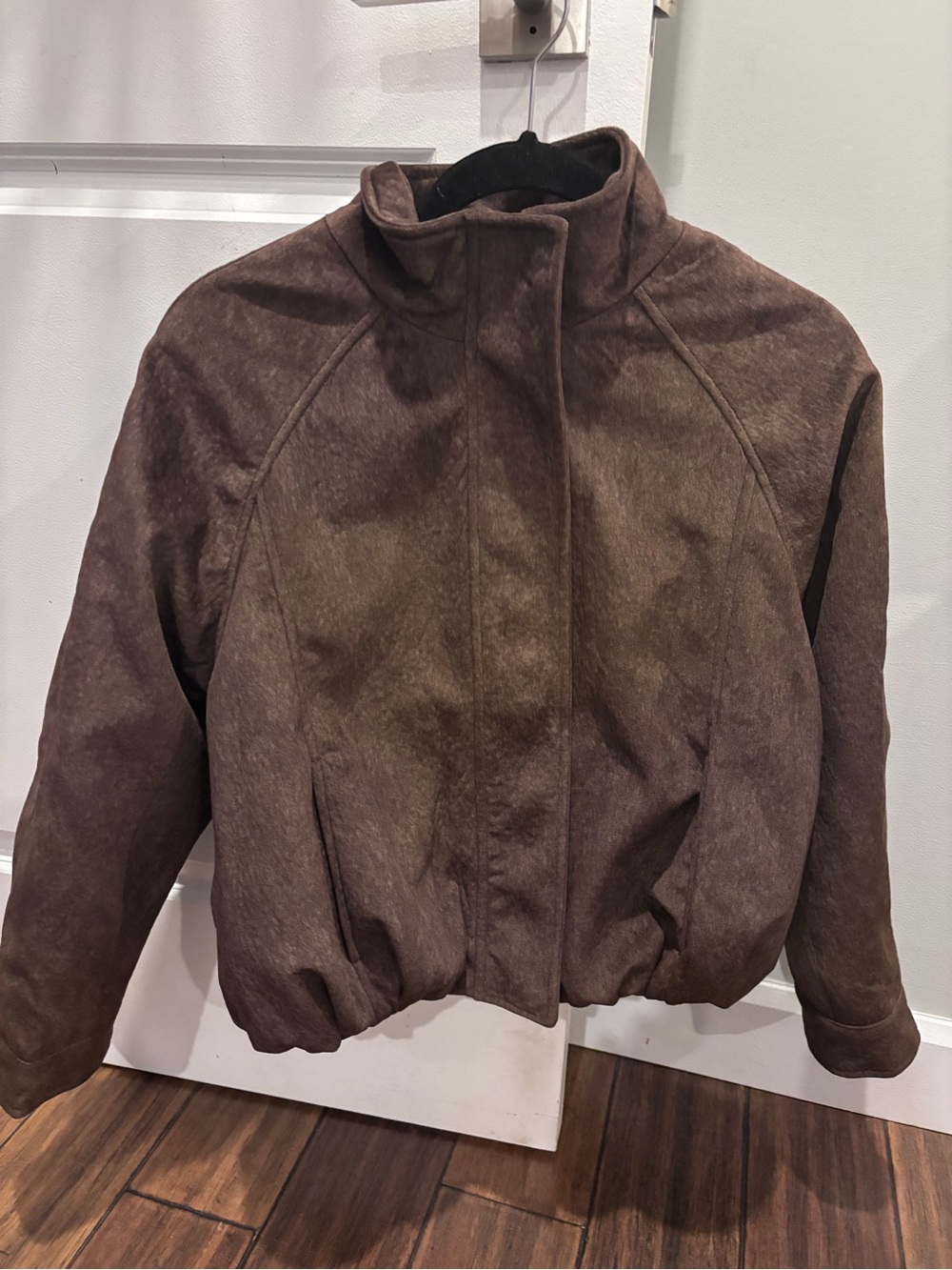 OAK + FORT faux suede bomber jacket